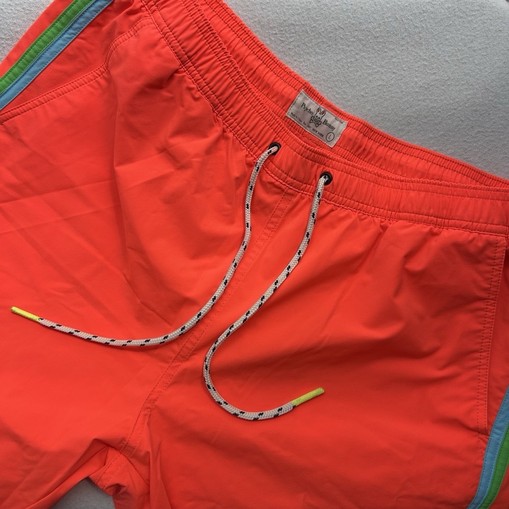 Psycho Bunny Rushup Electric Orange Neon Men's Water Swim Trunks Lined Large